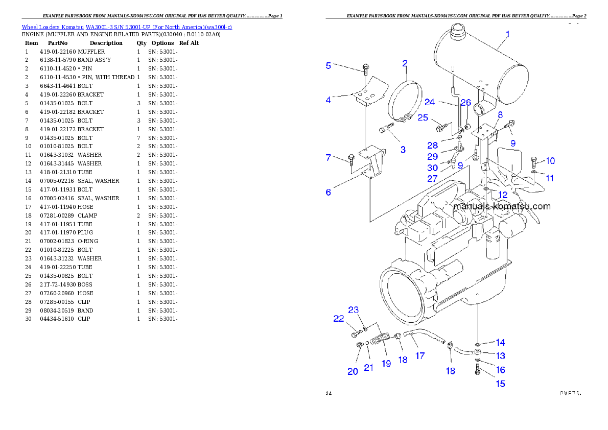 Protected: WA300L-3 S/N 53001-UP (For North America) Partsbook