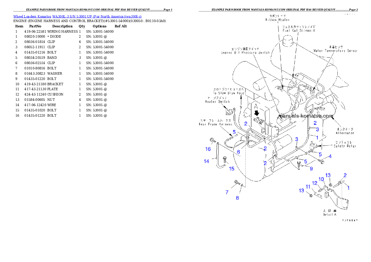 Protected: WA300L-3 S/N 53001-UP (For North America) Partsbook