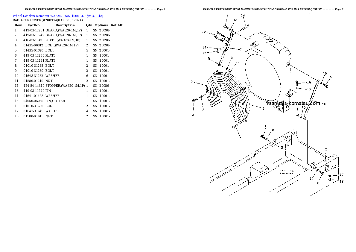 Protected: WA320-1 S/N 10001-UP Partsbook