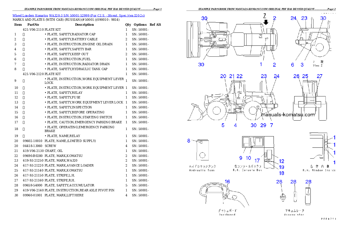 Protected: WA320-3 S/N 50001-52999 (For C.I.S. -30cent. Spec.) Partsbook