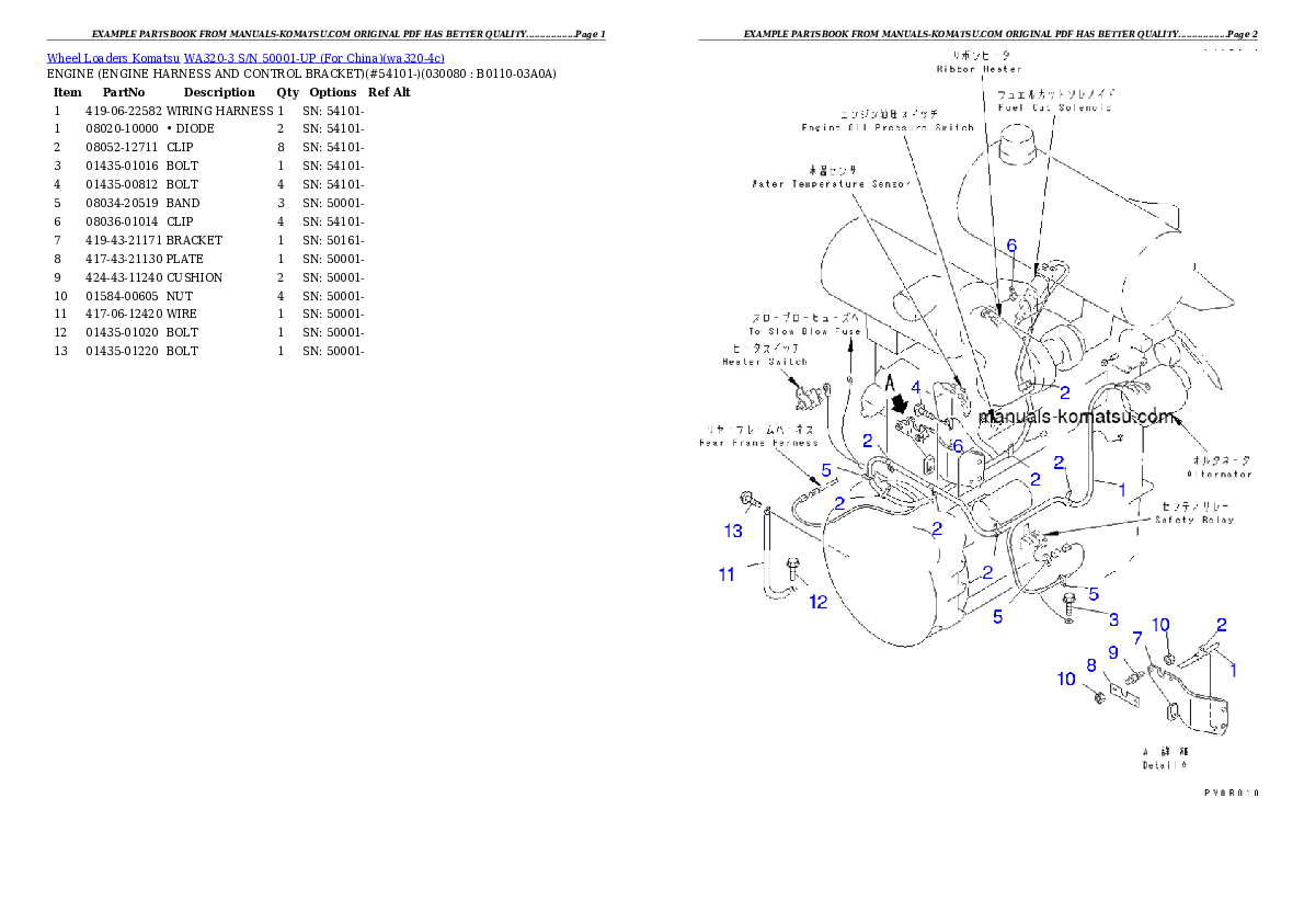 Protected: WA320-3 S/N 50001-UP (For China) Partsbook