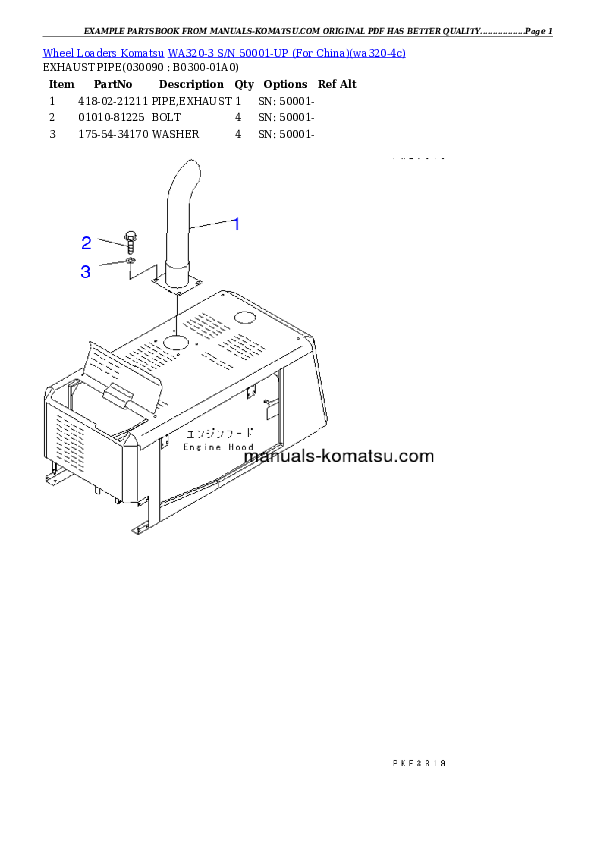 Protected: WA320-3 S/N 50001-UP (For China) Partsbook