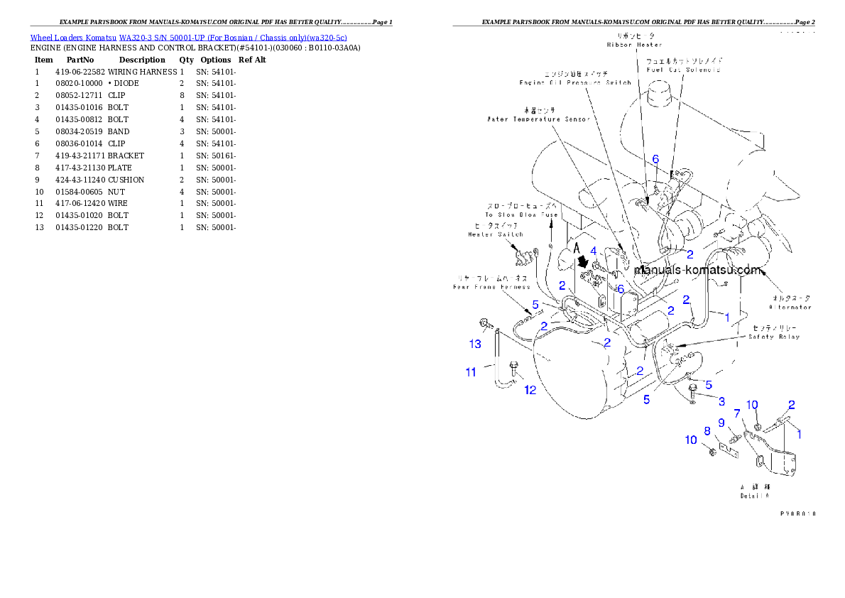 Protected: WA320-3 S/N 50001-UP (For Bosnian / Chassis only) Partsbook