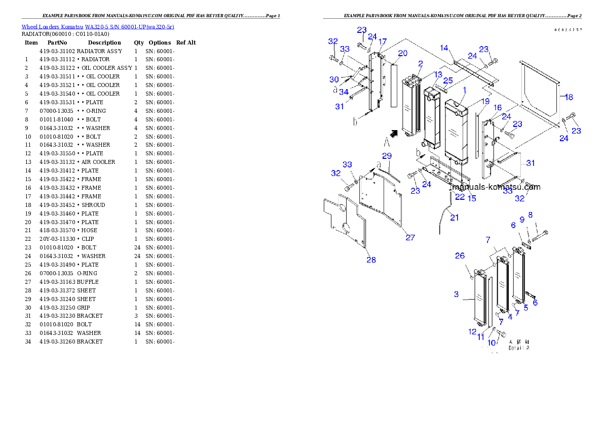 Protected: WA320-5 S/N 60001-UP Partsbook