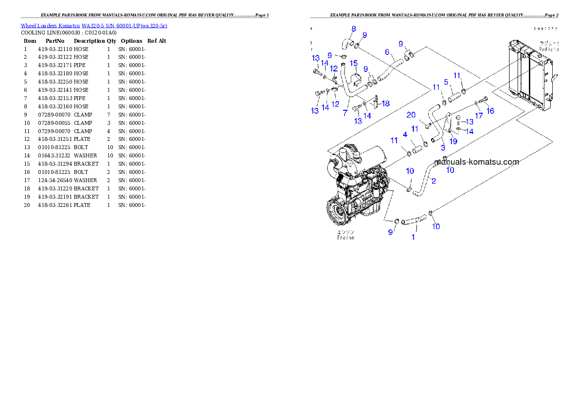 Protected: WA320-5 S/N 60001-UP Partsbook