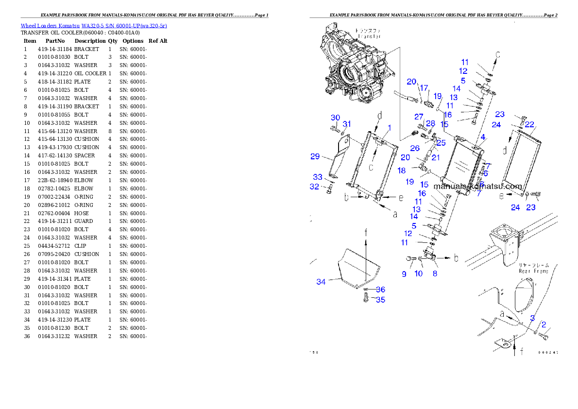 Protected: WA320-5 S/N 60001-UP Partsbook