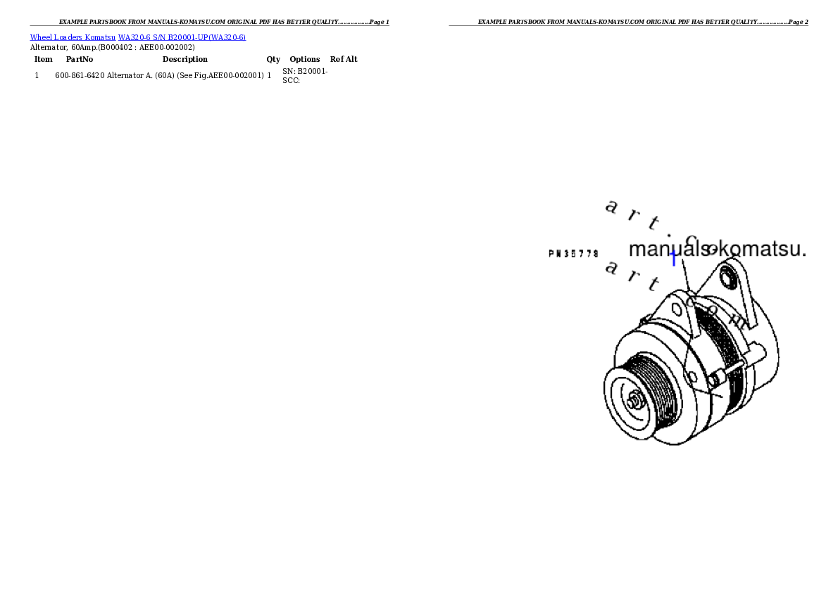 Protected: WA320-6 S/N B20001-UP Partsbook