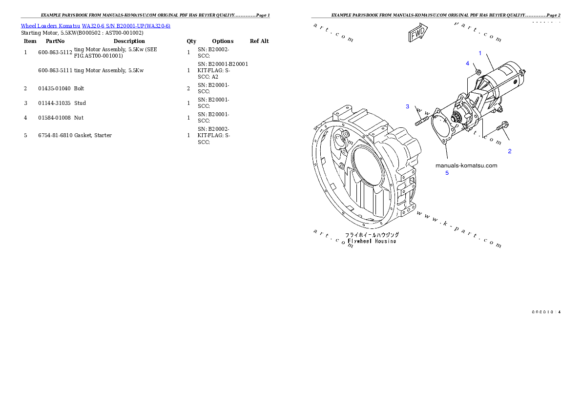 Protected: WA320-6 S/N B20001-UP Partsbook