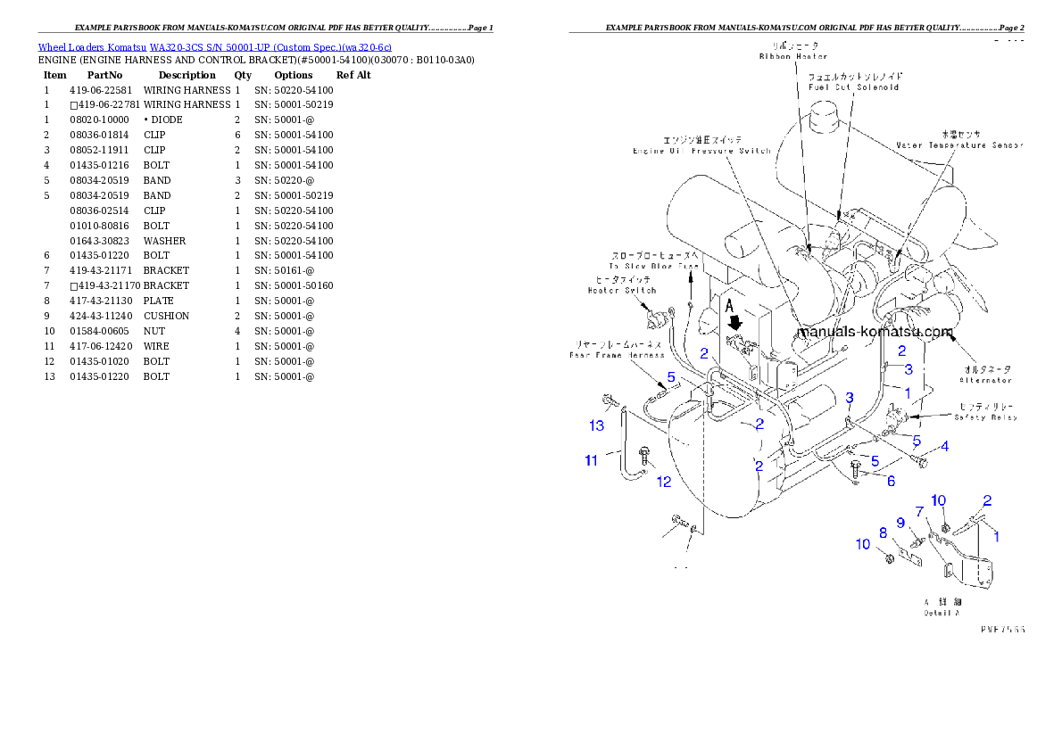 Protected: WA320-3CS S/N 50001-UP (Custom Spec.) Partsbook