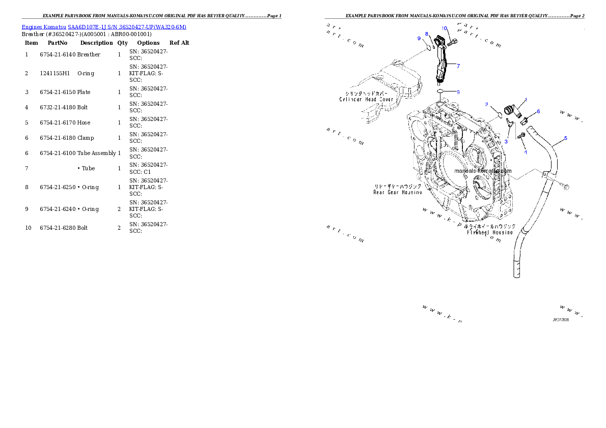 Protected: SAA6D107E-1J S/N 36520427-UP Partsbook