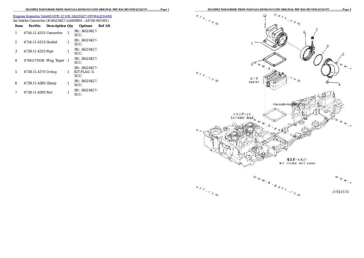 Protected: SAA6D107E-1J S/N 36520427-UP Partsbook