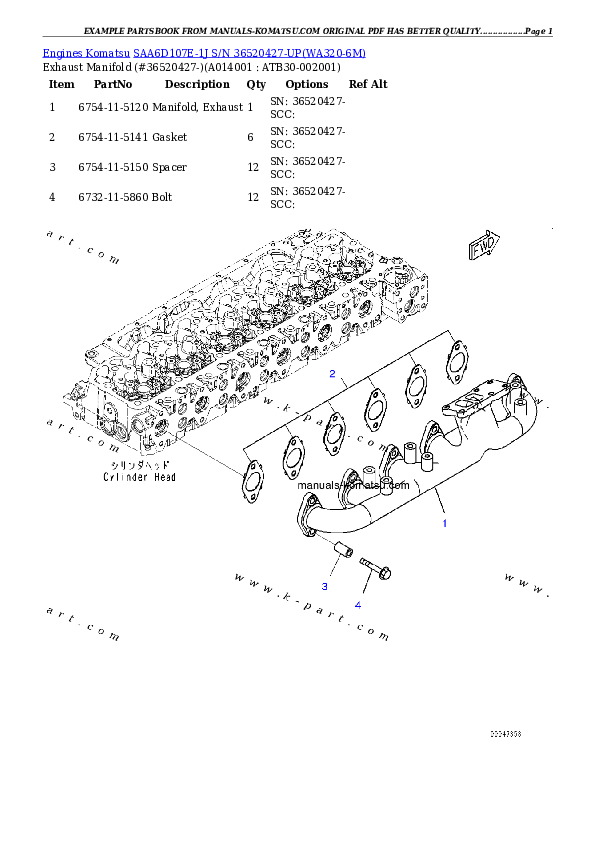 Protected: SAA6D107E-1J S/N 36520427-UP Partsbook