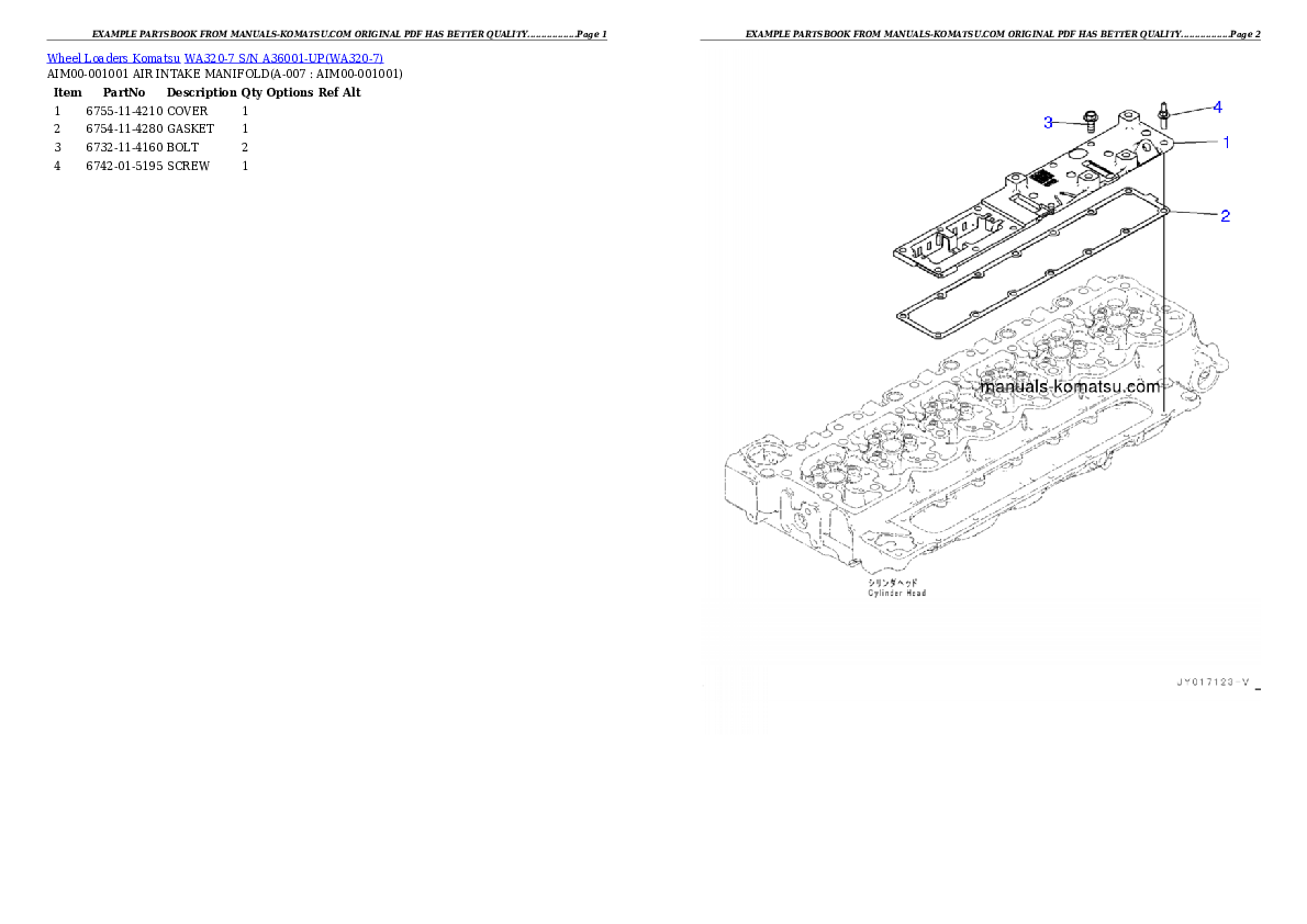 Protected: WA320-7 S/N A36001-UP Partsbook
