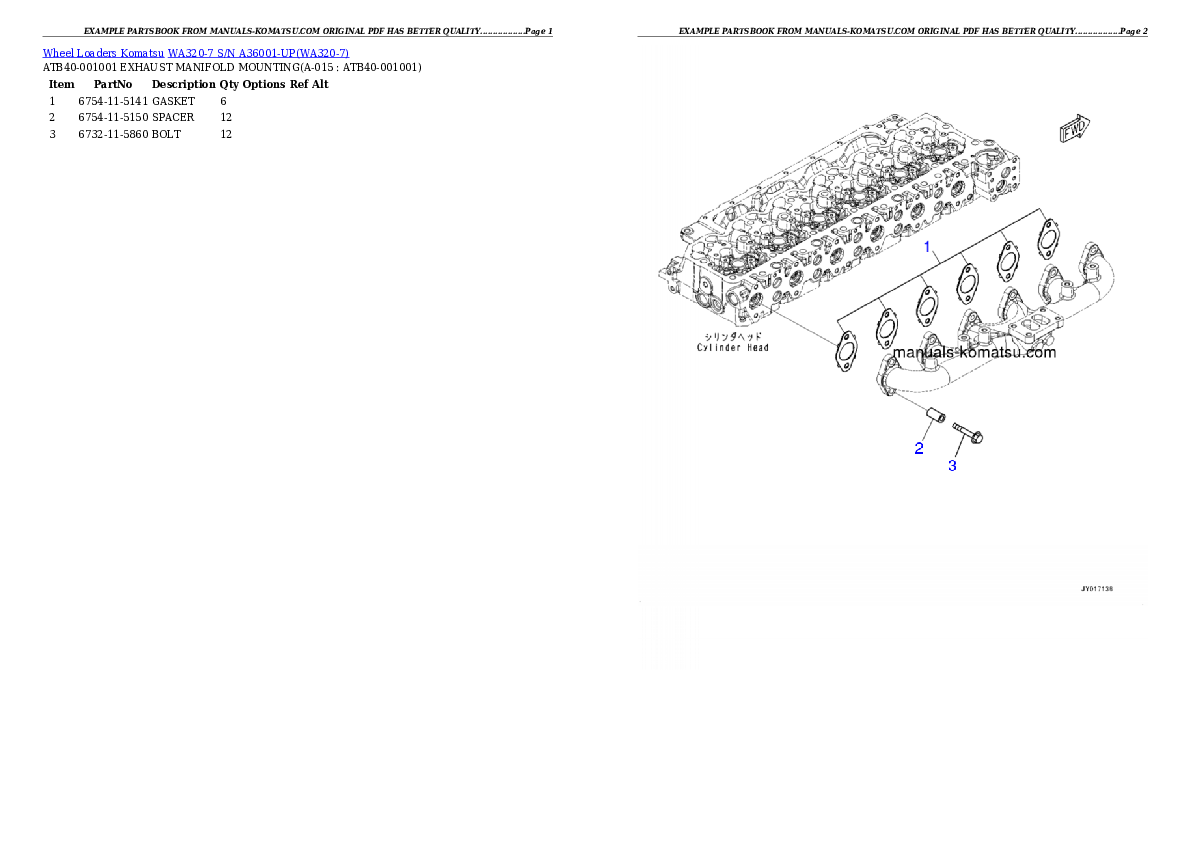 Protected: WA320-7 S/N A36001-UP Partsbook