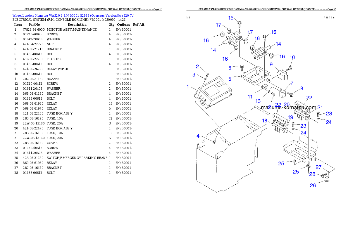 Protected: WA320-3 S/N 50001-52999 (Overseas Version) Partsbook