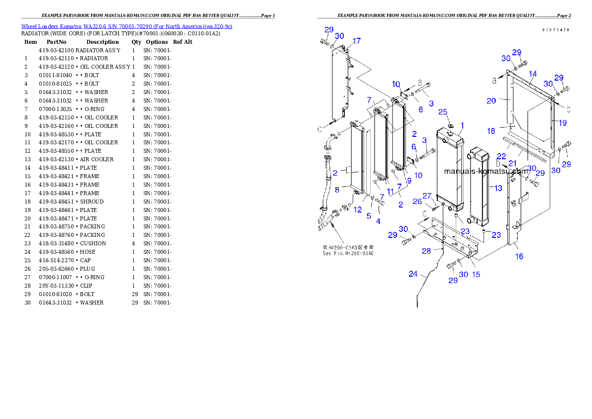 Protected: WA320-6 S/N 70001-70290 (For North America) Partsbook