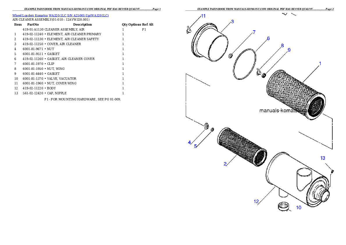Protected: WA320-1LC S/N A25001-Up Partsbook