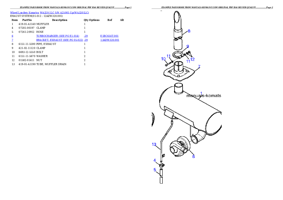 Protected: WA320-1LC S/N A25001-Up Partsbook