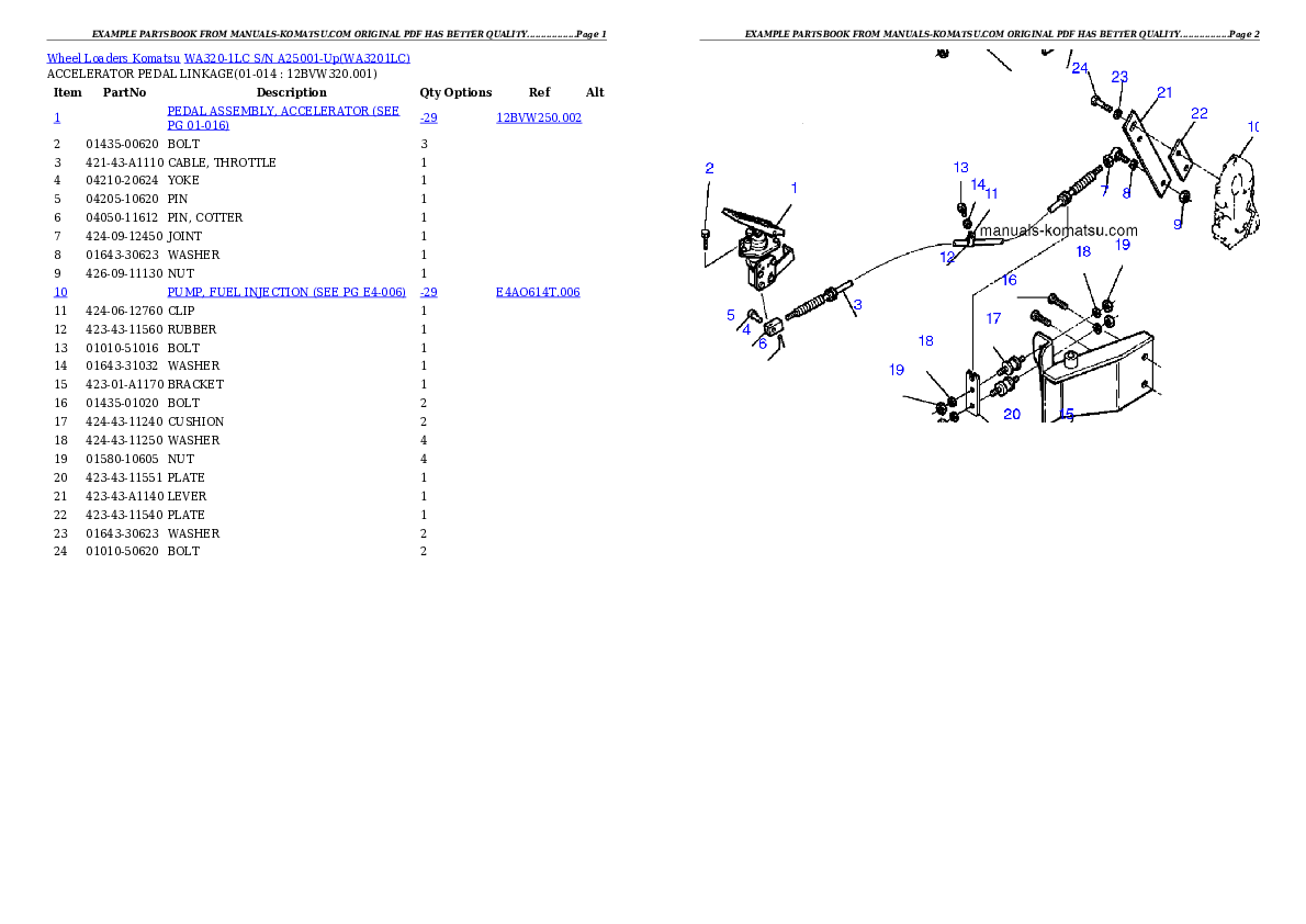 Protected: WA320-1LC S/N A25001-Up Partsbook