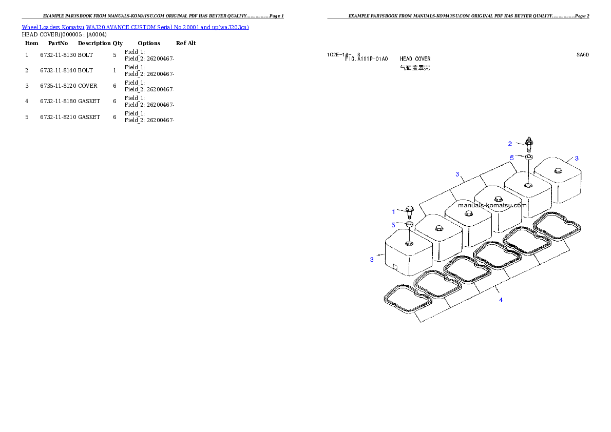 Protected: WA320 AVANCE CUSTOM Serial No.20001 and up Partsbook