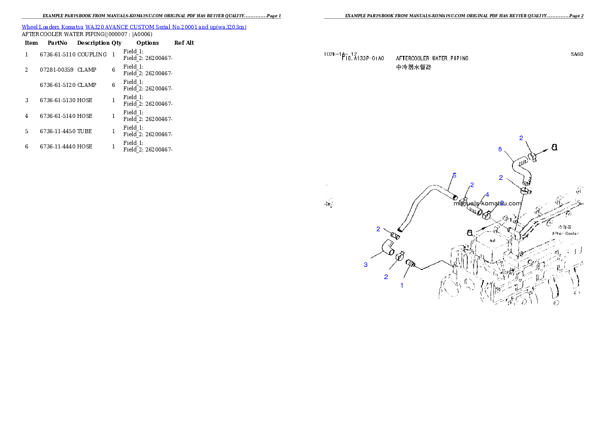 Protected: WA320 AVANCE CUSTOM Serial No.20001 and up Partsbook