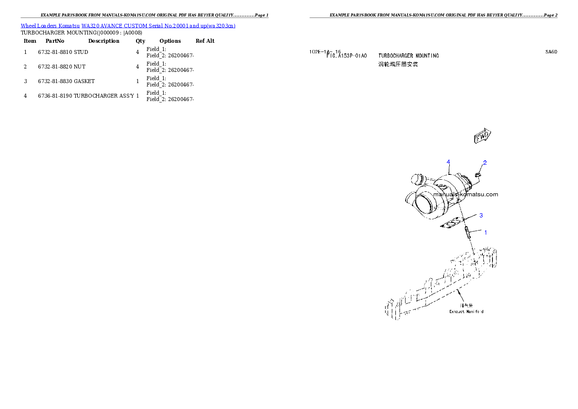 Protected: WA320 AVANCE CUSTOM Serial No.20001 and up Partsbook