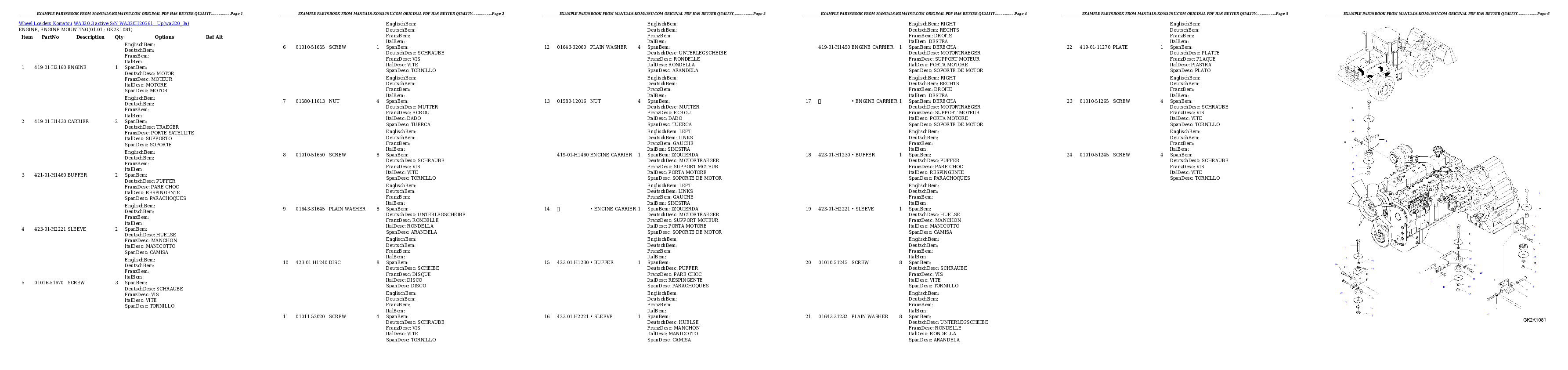 WA320-3 active S/N WA320H20561 - Up Partsbook