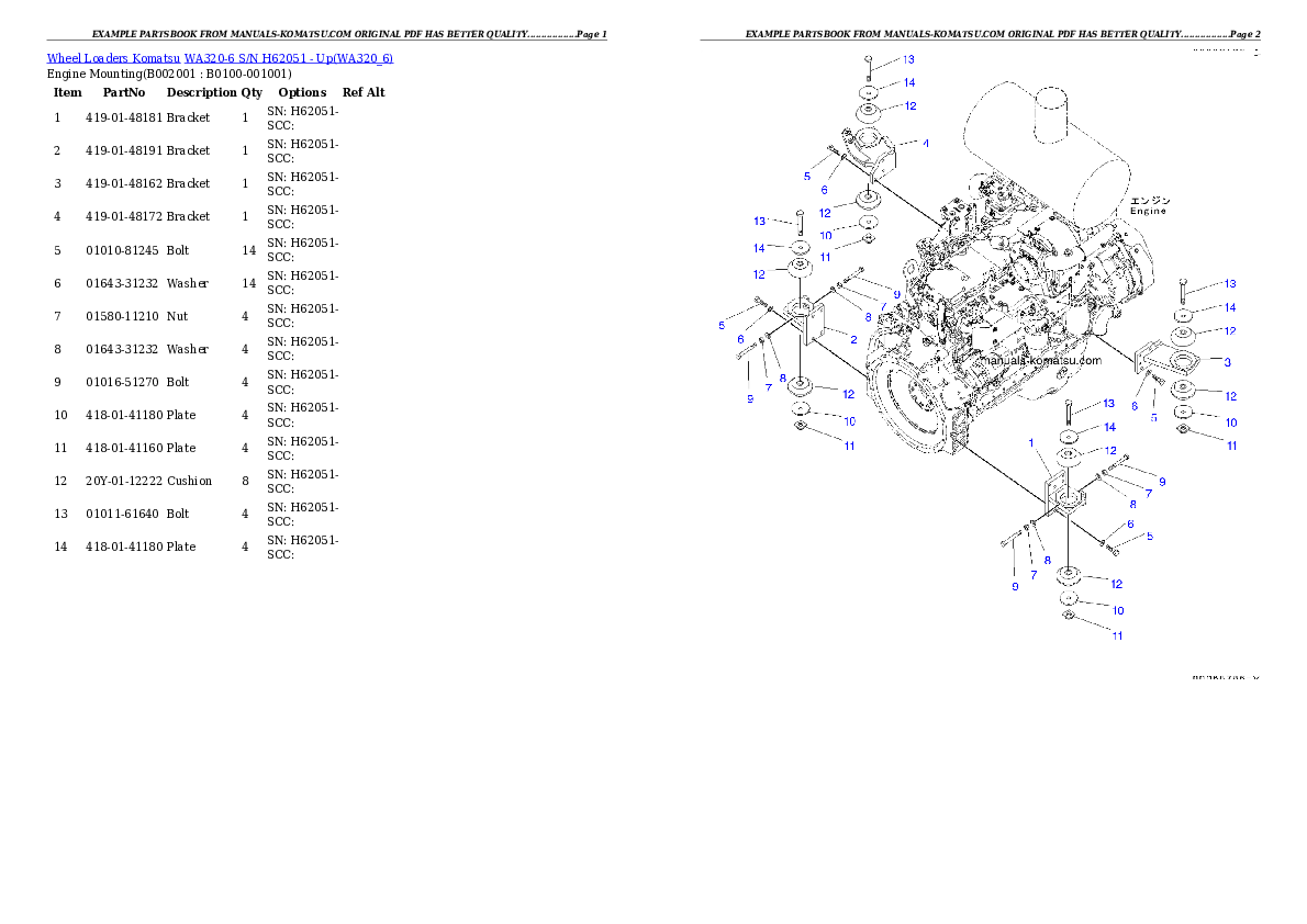 WA320-6 S/N H62051 - Up Partsbook