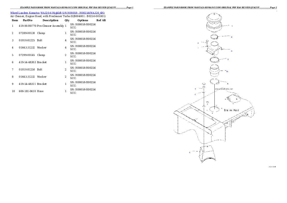 Protected: WA320-6 Highlift S/N H00059 – H00256 Partsbook