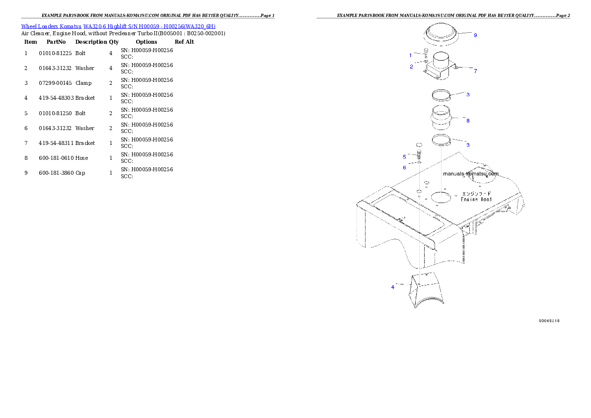 Protected: WA320-6 Highlift S/N H00059 – H00256 Partsbook
