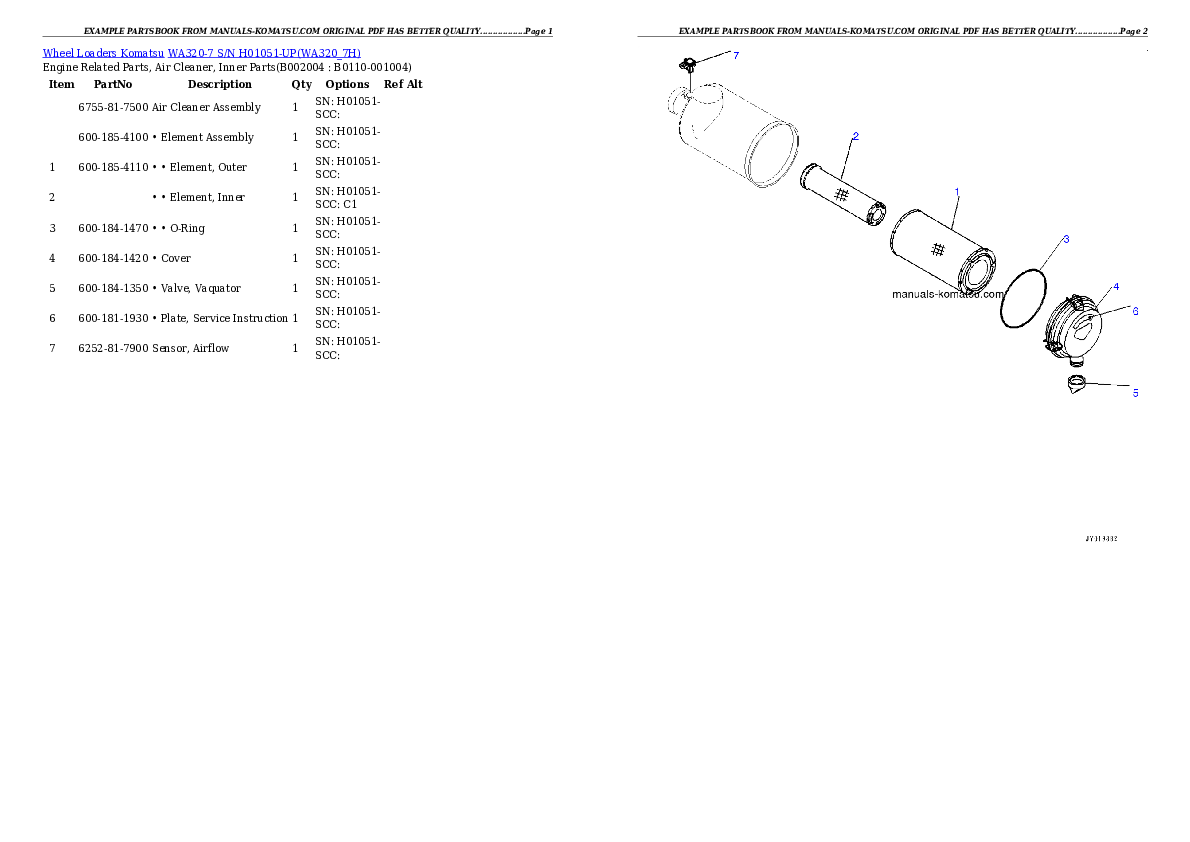 Protected: WA320-7 S/N H01051-UP Partsbook