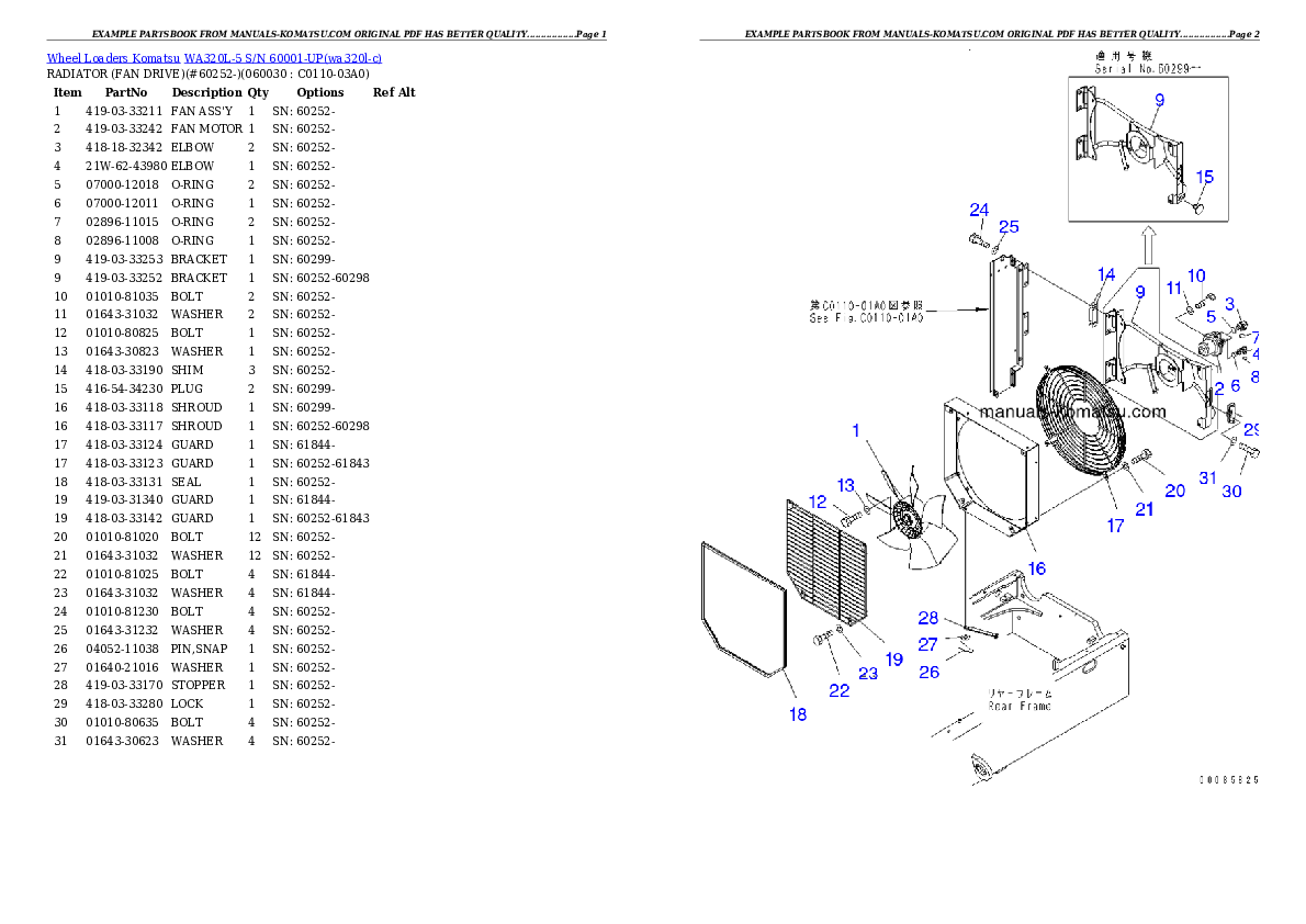 Protected: WA320L-5 S/N 60001-UP Partsbook