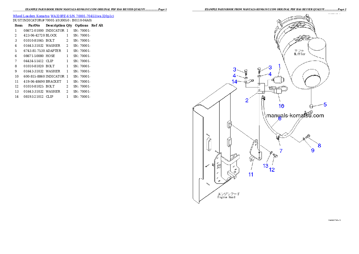 Protected: WA320PZ-6 S/N 70001-70451 Partsbook
