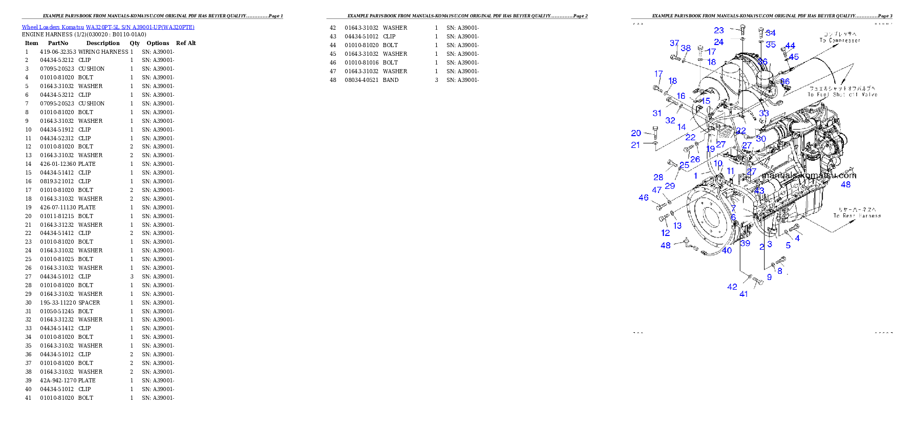 WA320PT-5L S/N A39001-UP Partsbook