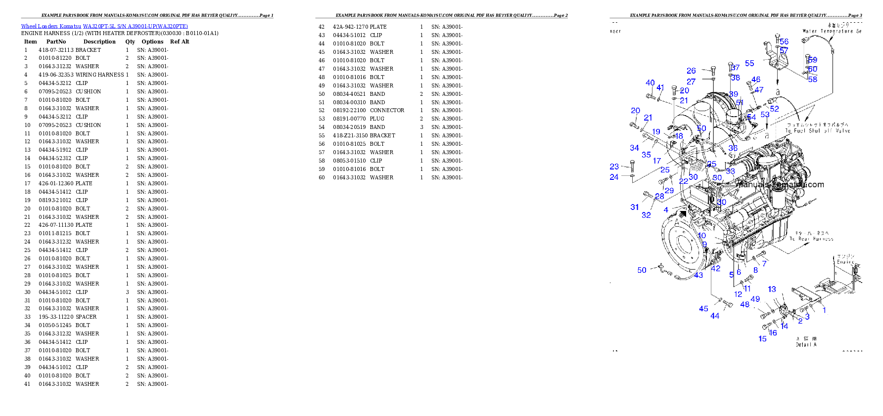WA320PT-5L S/N A39001-UP Partsbook