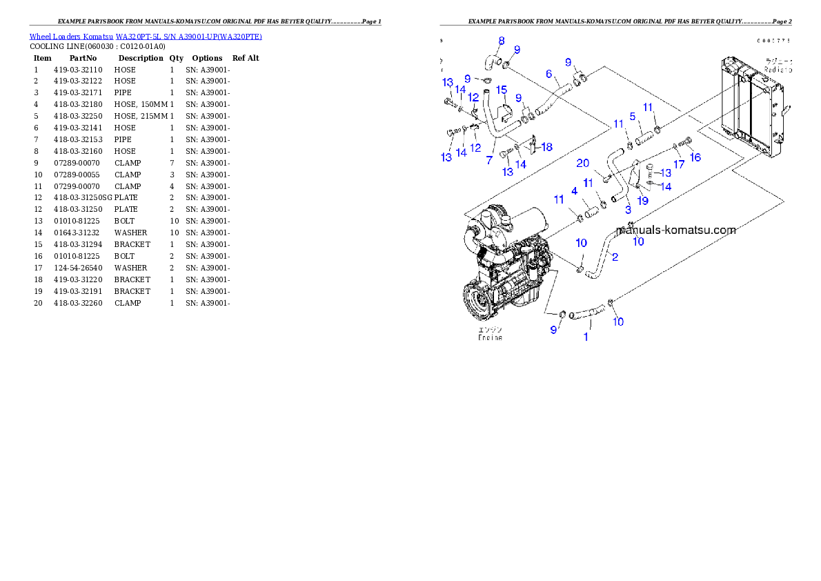 Protected: WA320PT-5L S/N A39001-UP Partsbook