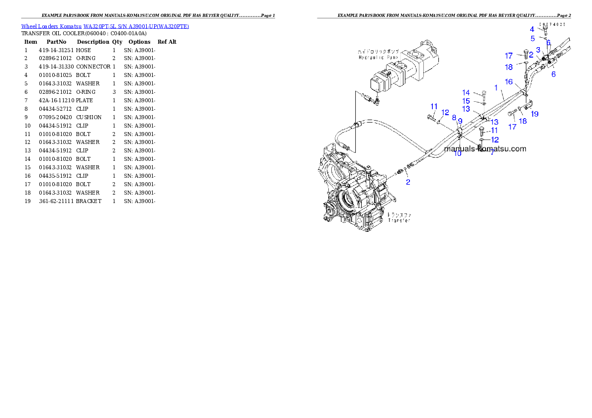 Protected: WA320PT-5L S/N A39001-UP Partsbook
