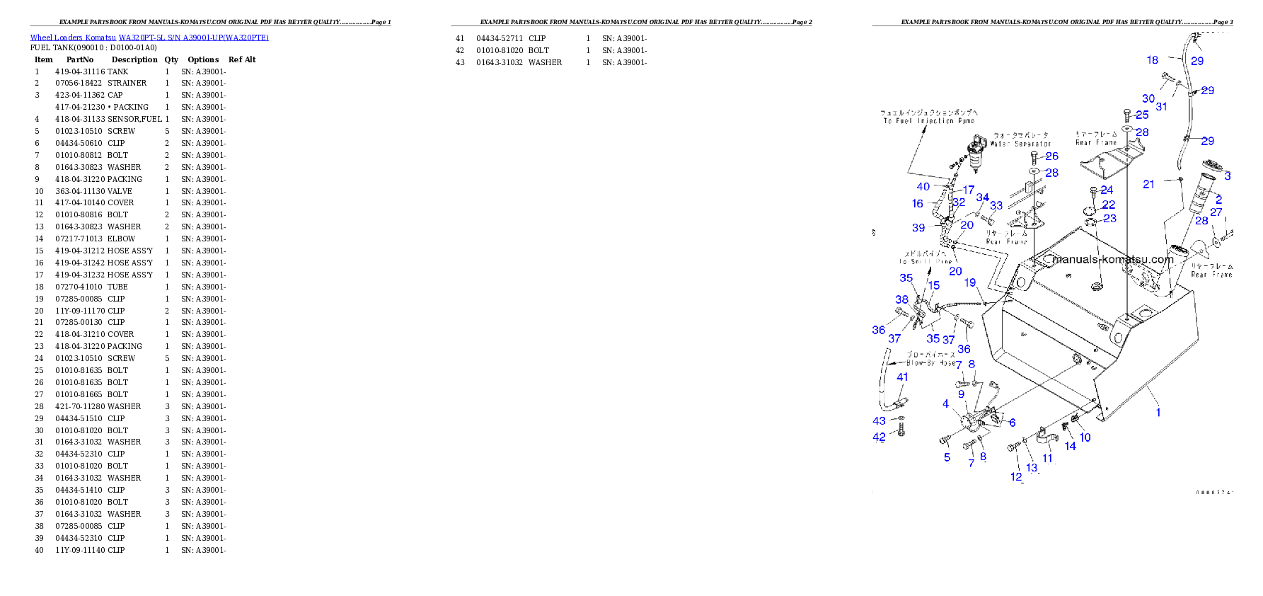 Protected: WA320PT-5L S/N A39001-UP Partsbook
