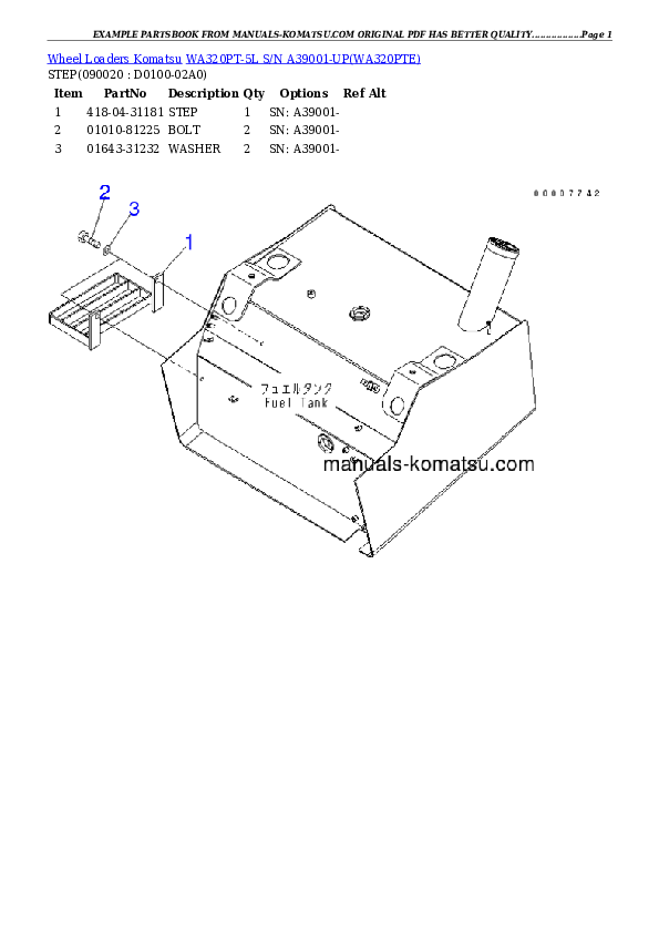 Protected: WA320PT-5L S/N A39001-UP Partsbook
