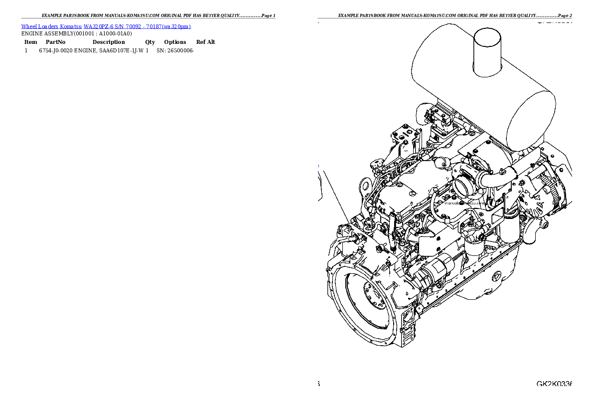 WA320PZ-6 S/N 70092 - 70187 Partsbook