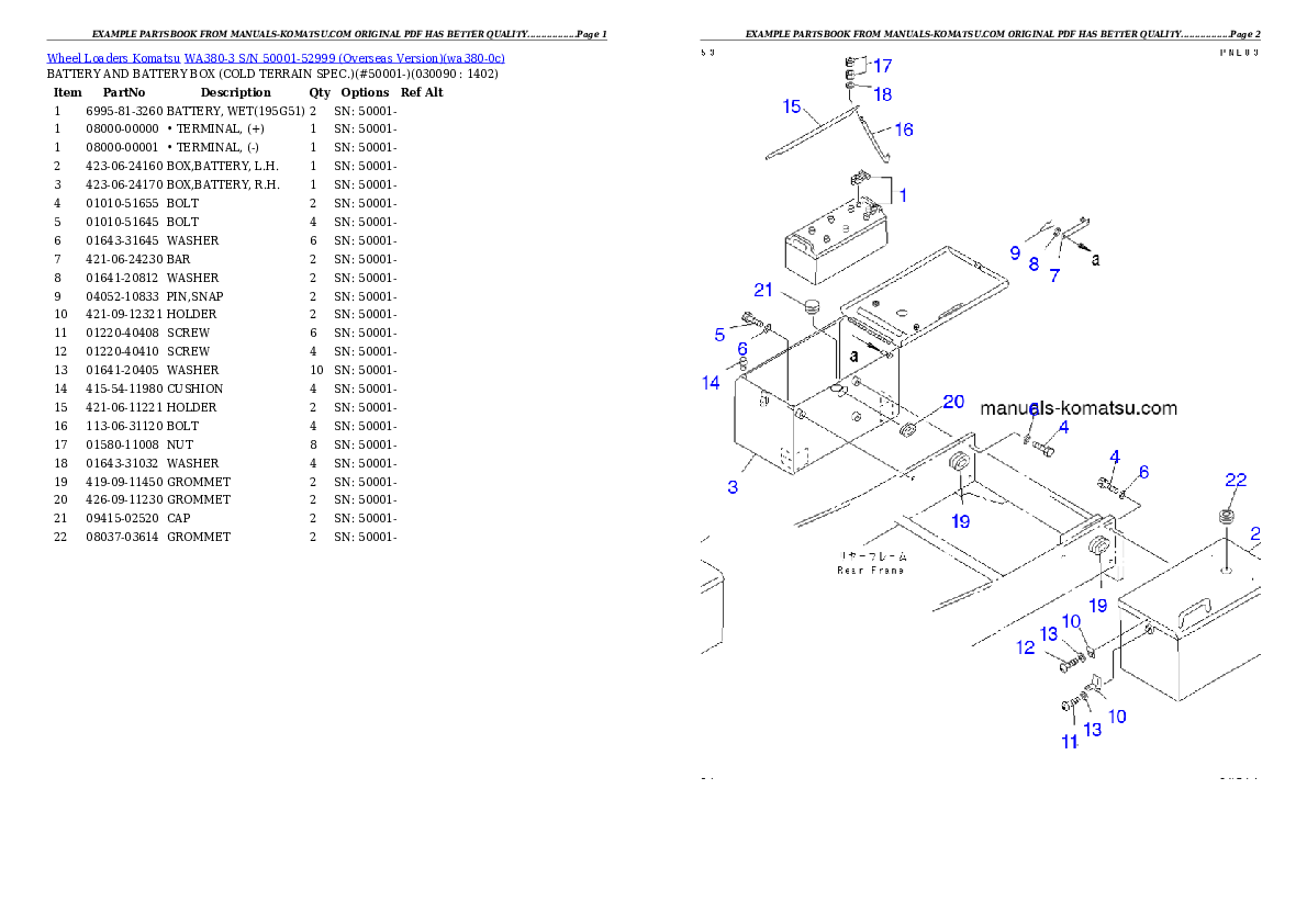 Protected: WA380-3 S/N 50001-52999 (Overseas Version) Partsbook