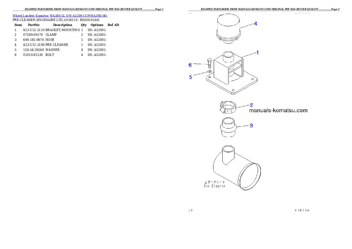 Protected: WA380-5L S/N A52001-UP Partsbook