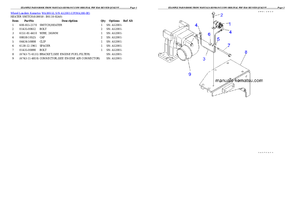 Protected: WA380-5L S/N A52001-UP Partsbook