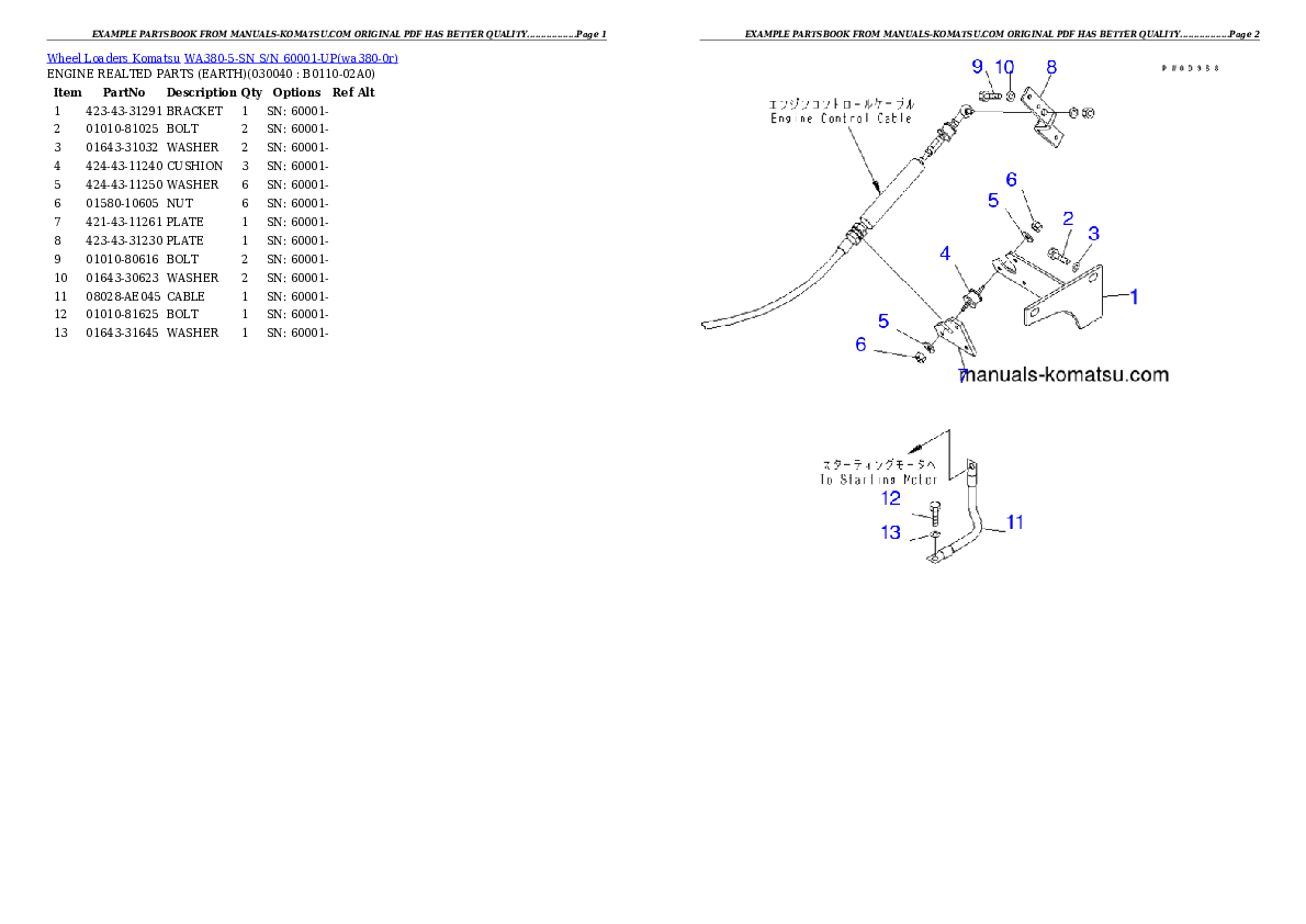Protected: WA380-5-SN S/N 60001-UP Partsbook