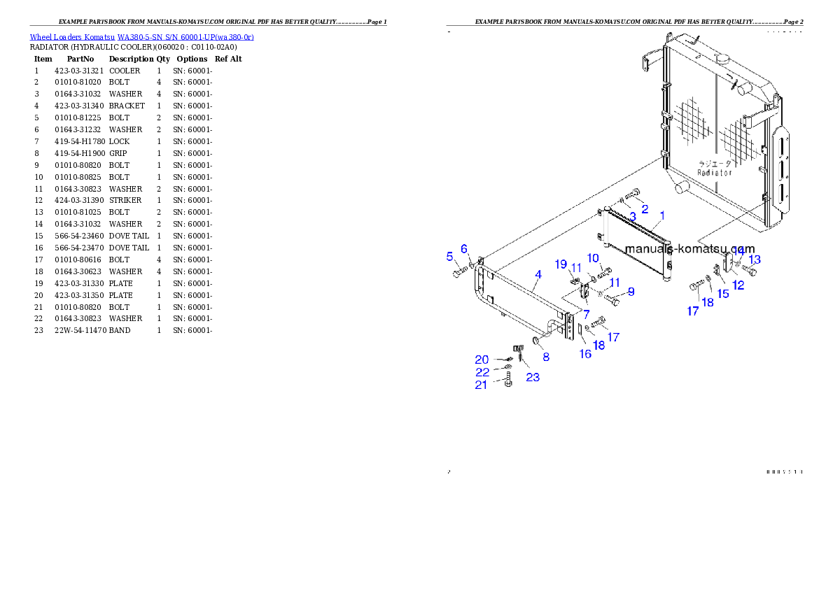 Protected: WA380-5-SN S/N 60001-UP Partsbook