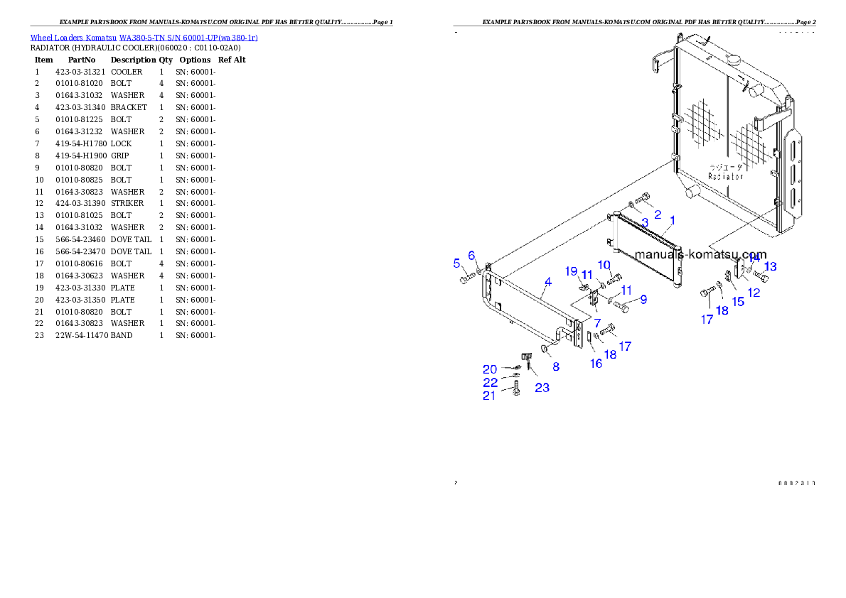 Protected: WA380-5-TN S/N 60001-UP Partsbook