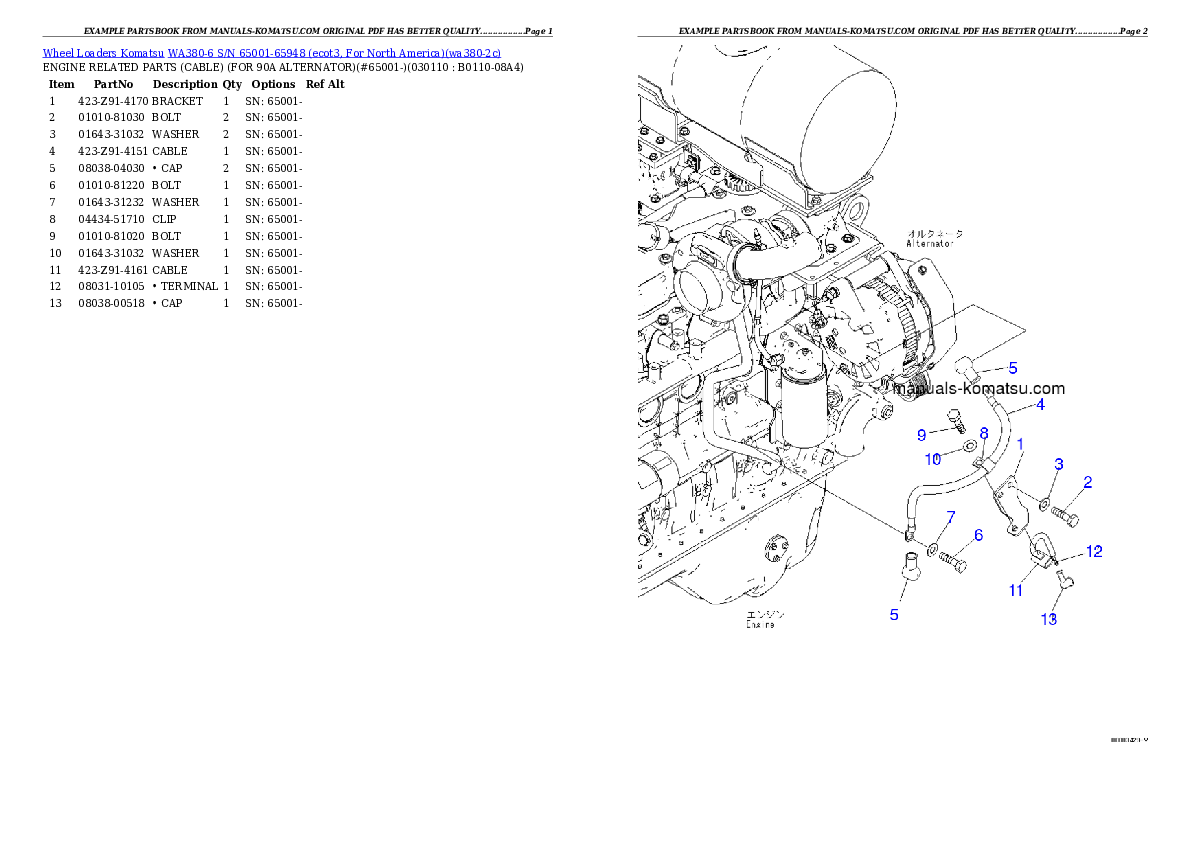 Protected: WA380-6 S/N 65001-65948 (ecot3, For North America) Partsbook
