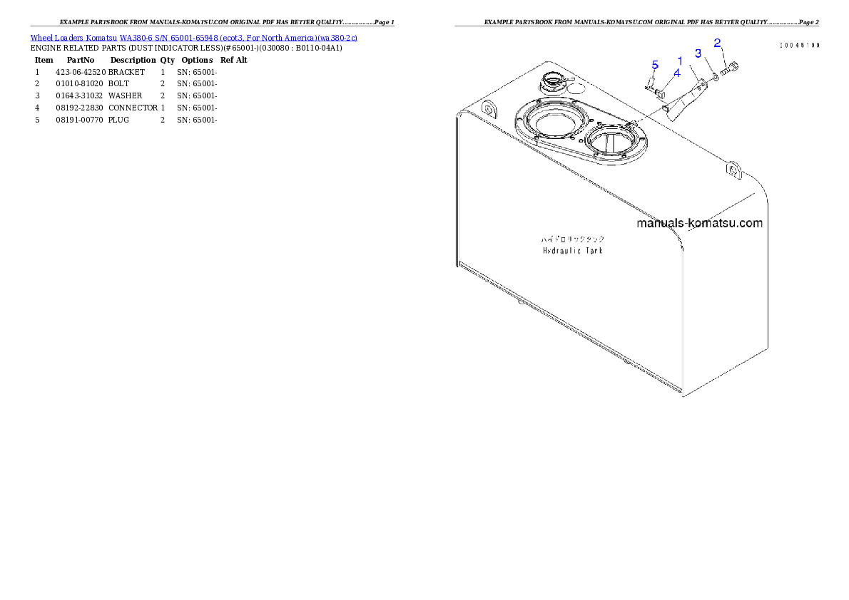 Protected: WA380-6 S/N 65001-65948 (ecot3, For North America) Partsbook