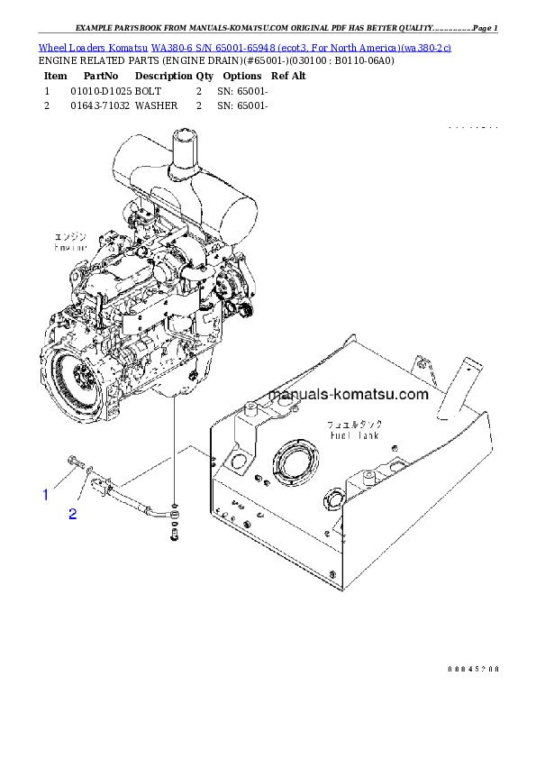 Protected: WA380-6 S/N 65001-65948 (ecot3, For North America) Partsbook