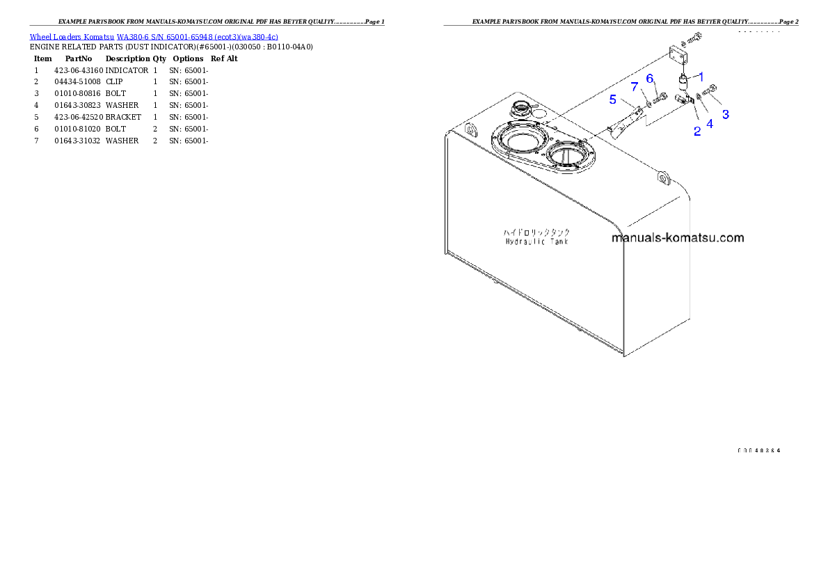 Protected: WA380-6 S/N 65001-65948 (ecot3) Partsbook